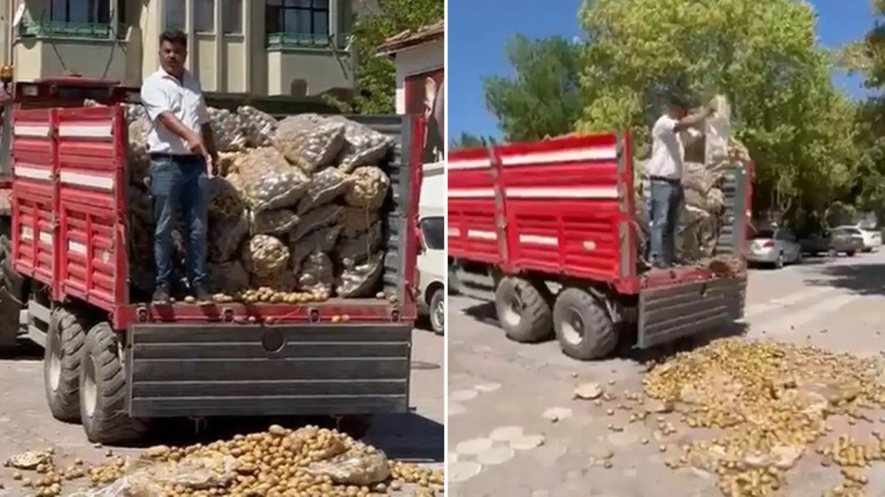 Üreticinin feryadı soruşturmayla karşılık buldu: Bedava patates dağıtan çiftçiye inceleme!